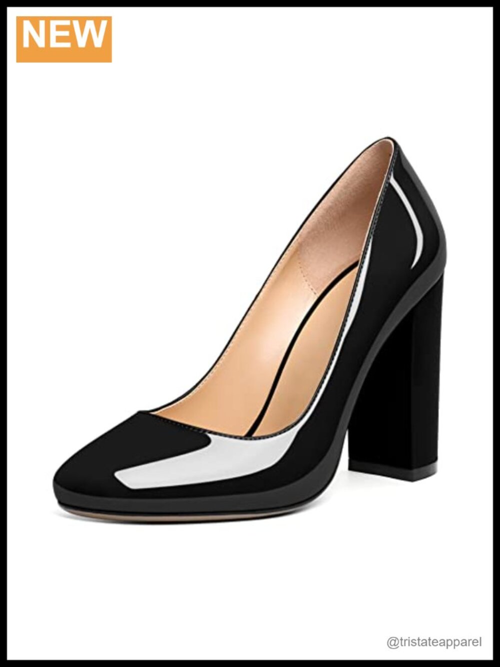 Block Heel Pumps Slip On Chunky Patent Leather High Heels Wedding Dress Shoes